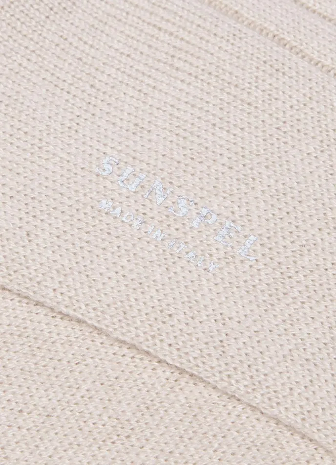 SUNSPEL Socks Cashmere Ribbed Socks Natural 8211 Men