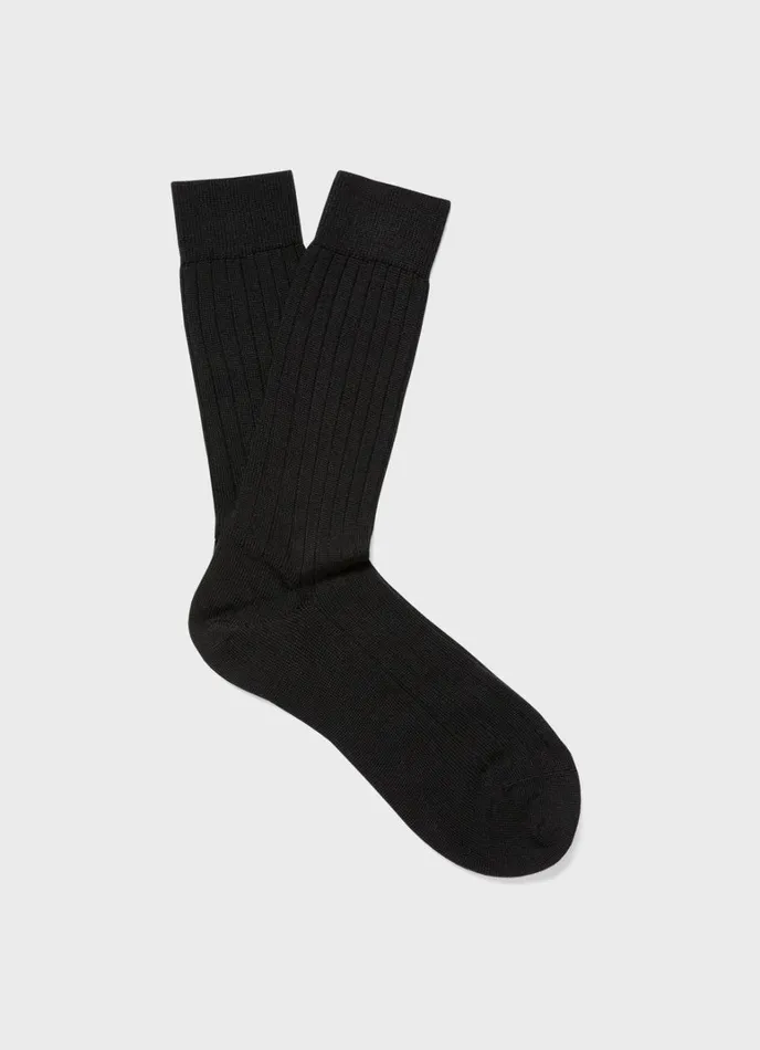 SUNSPEL Socks Merino Wool Ribbed Socks Black 8211 Men
