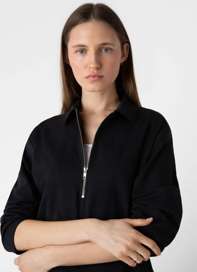 SUNSPEL Sweatshirts and Sweatpants Half Zip Heavyweight Polo Black 8211 Women