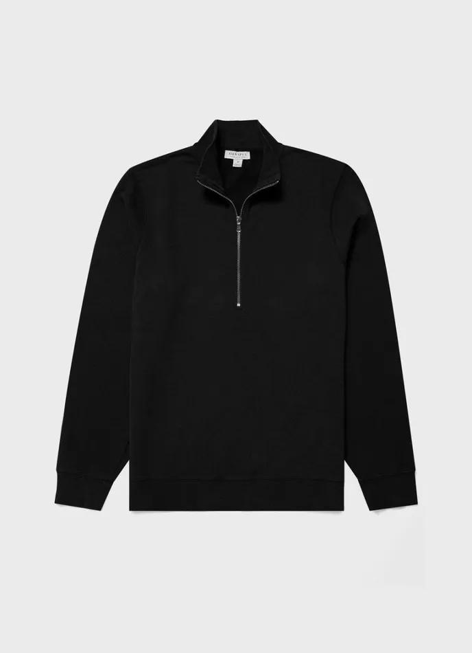SUNSPEL Sweatshirts and Sweatpants Half Zip Loopback Sweatshirt Black 8211 Men