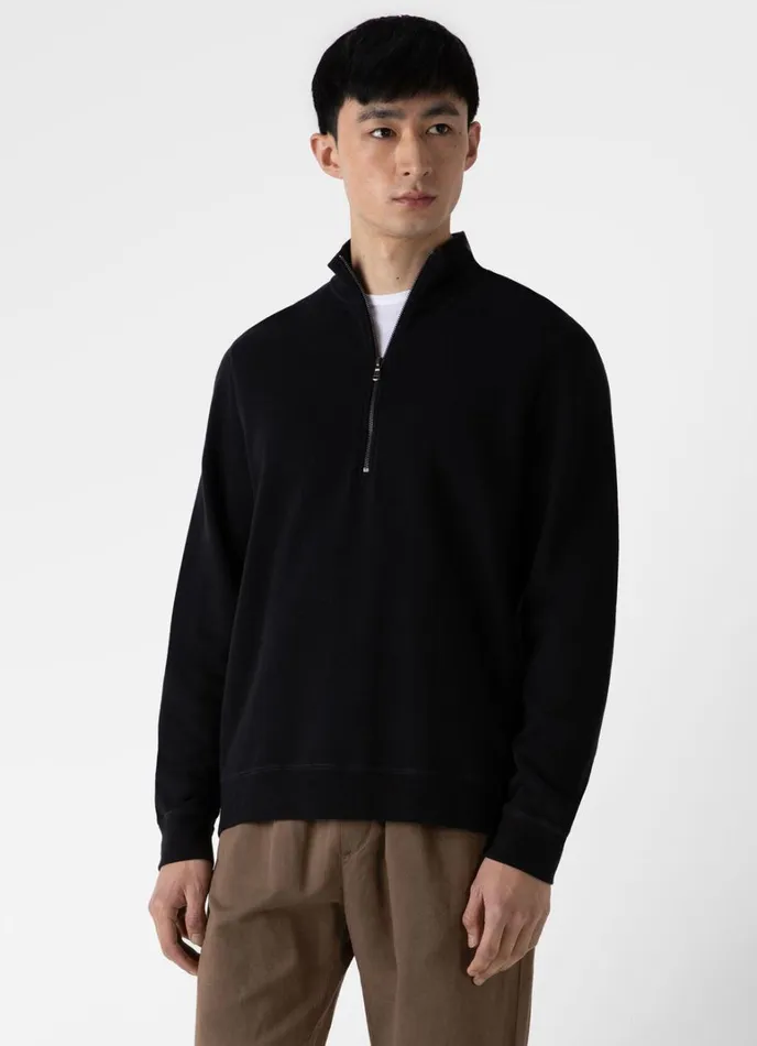 SUNSPEL Sweatshirts and Sweatpants Half Zip Loopback Sweatshirt Black 8211 Men