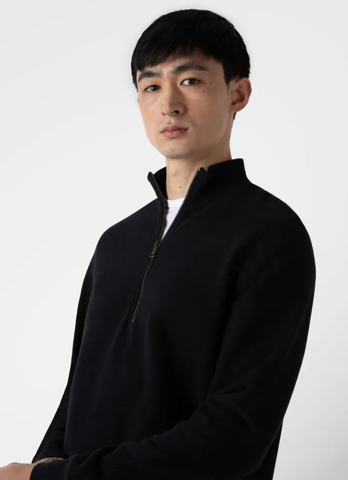 SUNSPEL Sweatshirts and Sweatpants Half Zip Loopback Sweatshirt Black 8211 Men