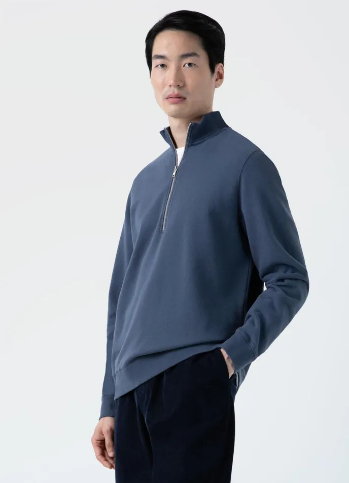 SUNSPEL Sweatshirts and Sweatpants Half Zip Loopback Sweatshirt Slate Blue 8211 Men