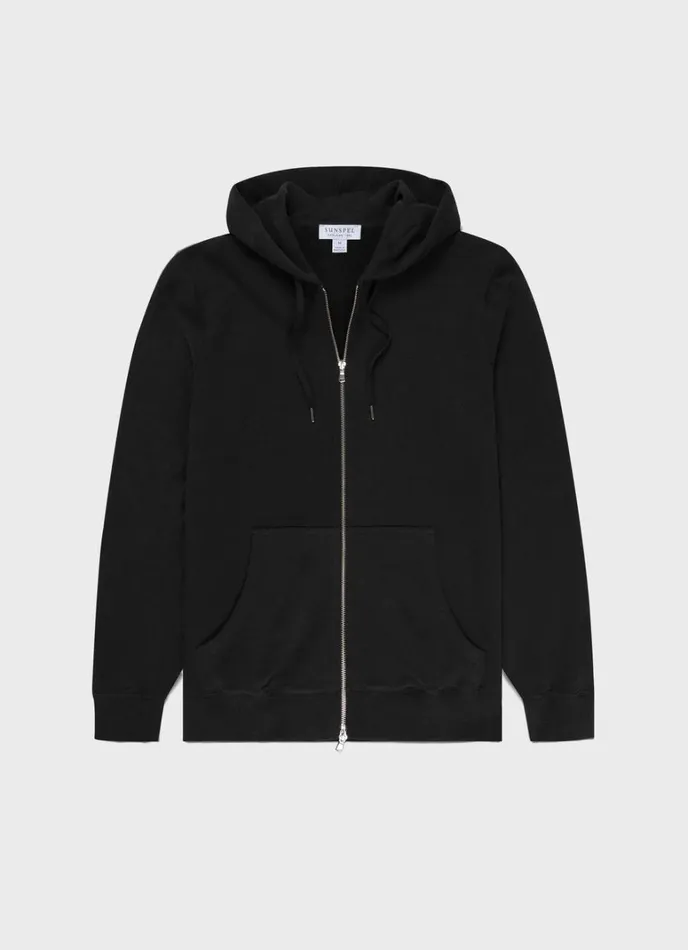SUNSPEL Sweatshirts and Sweatpants Loopback Zip Hoodie Black 8211 Men