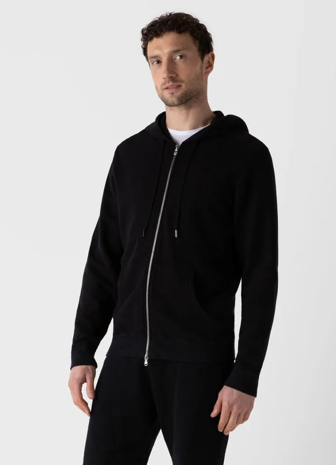 SUNSPEL Sweatshirts and Sweatpants Loopback Zip Hoodie Black 8211 Men