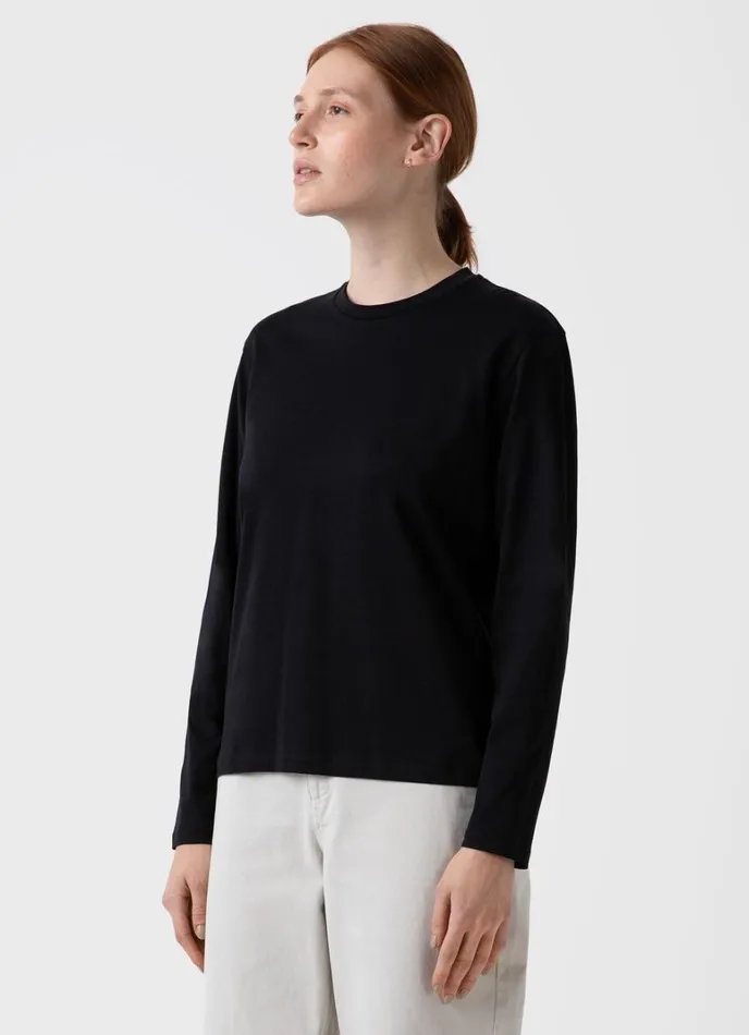 SUNSPEL Tshirts and Tops Long Sleeve Boy Fit Tshirt Black 8211 Women