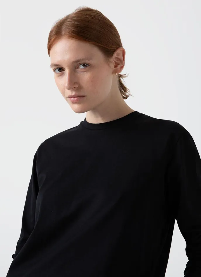 SUNSPEL Tshirts and Tops Long Sleeve Boy Fit Tshirt Black 8211 Women