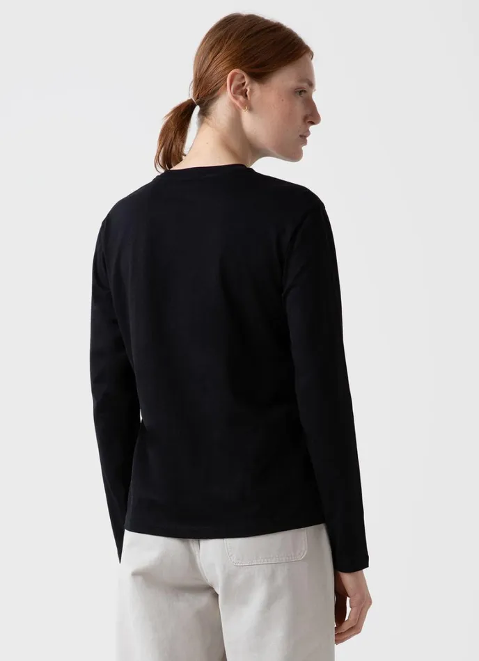SUNSPEL Tshirts and Tops Long Sleeve Boy Fit Tshirt Black 8211 Women