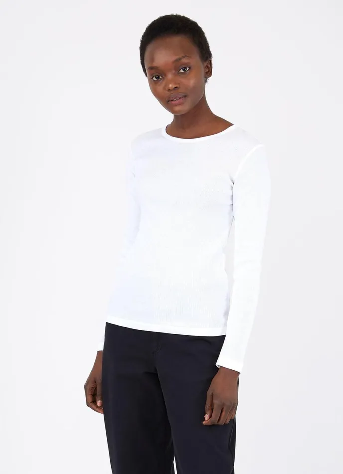 SUNSPEL Tshirts and Tops Long Sleeve Rib Tshirt White 8211 Women