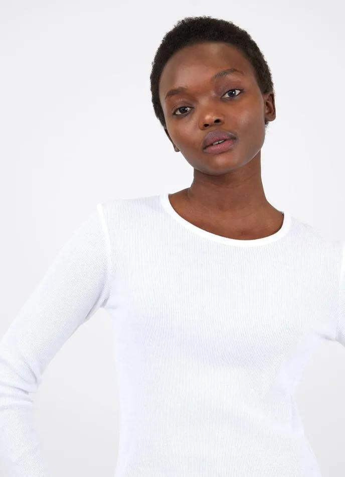 SUNSPEL Tshirts and Tops Long Sleeve Rib Tshirt White 8211 Women