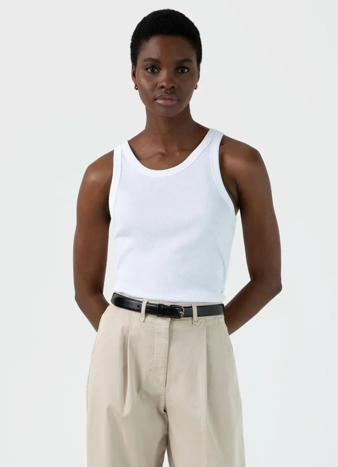 SUNSPEL Tshirts and Tops Ribbed Tank Top White 8211 Women