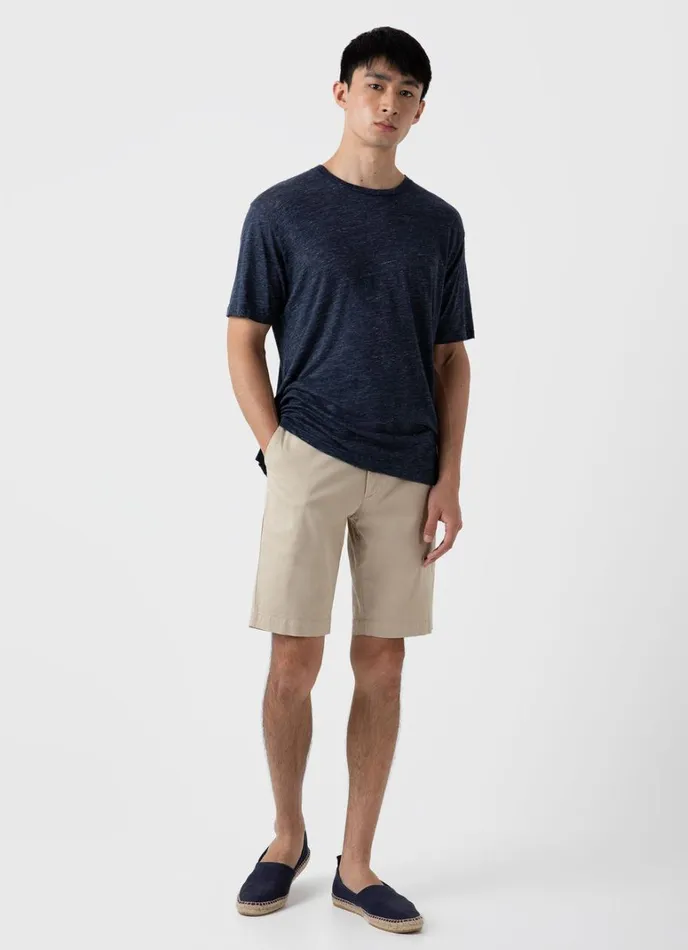 SUNSPEL Tshirts Linen Tshirt Navy Melange 8211 Men