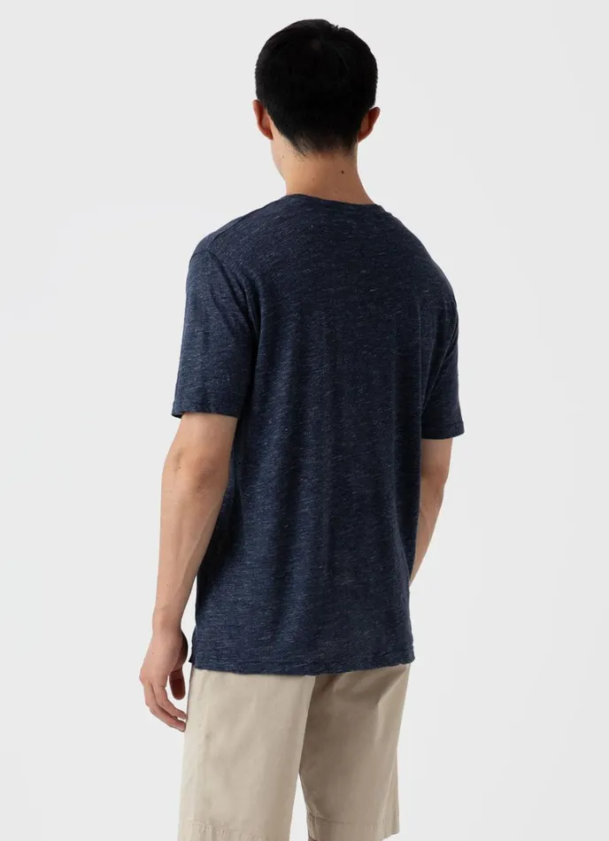 SUNSPEL Tshirts Linen Tshirt Navy Melange 8211 Men