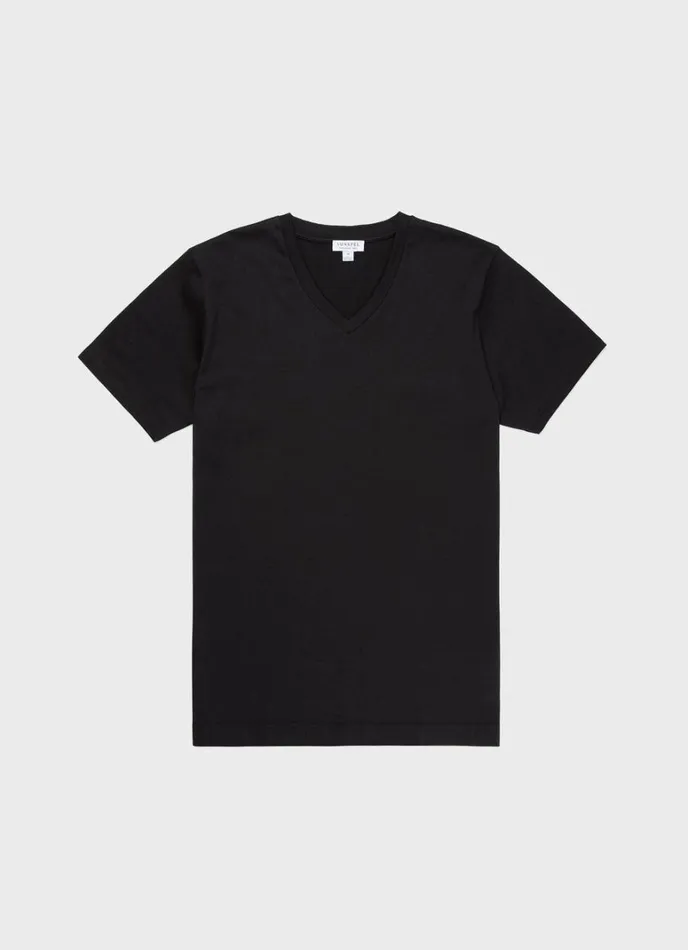 SUNSPEL Tshirts Riviera Midweight Vneck Tshirt Black 8211 Men