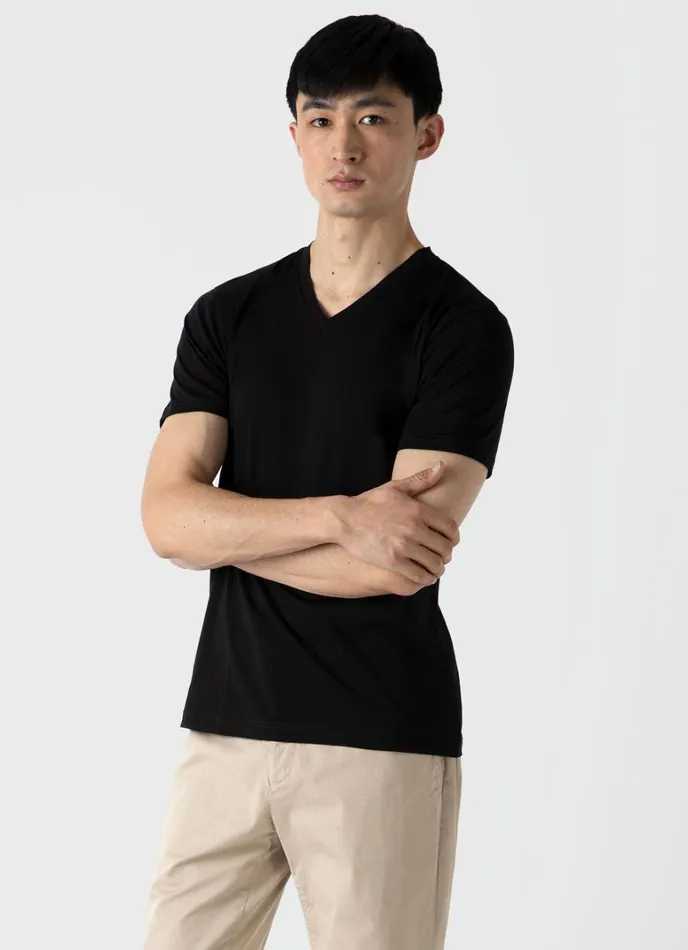 SUNSPEL Tshirts Riviera Midweight Vneck Tshirt Black 8211 Men