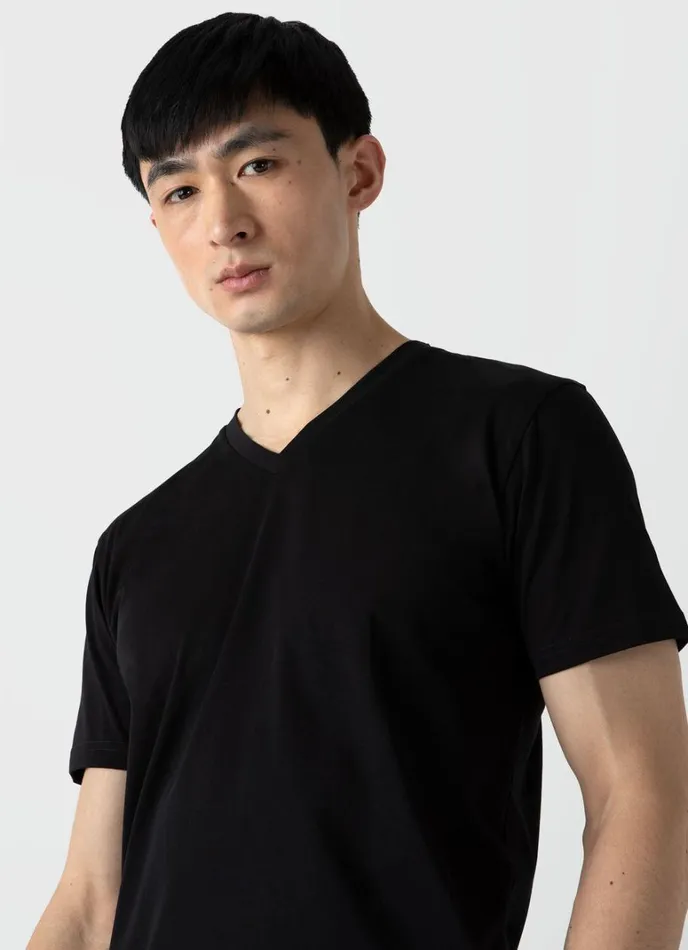 SUNSPEL Tshirts Riviera Midweight Vneck Tshirt Black 8211 Men