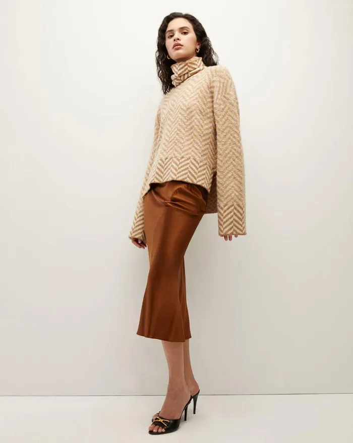 Sweaters Shop Veronica Beard Bolina Herringbone Knit Sweater Camel