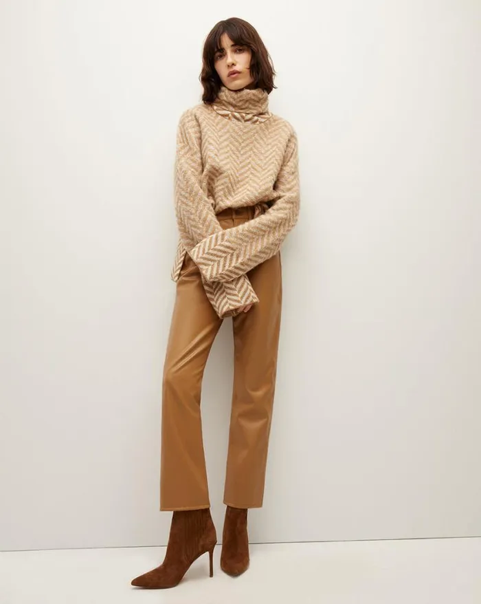 Sweaters Shop Veronica Beard Bolina Herringbone Knit Sweater Camel