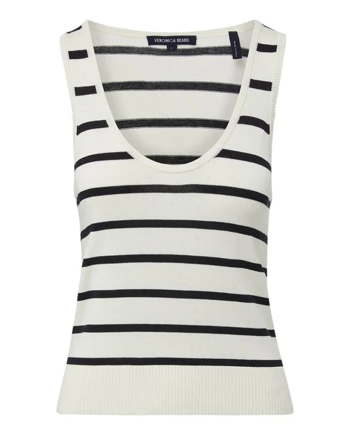 Sweaters Shop Veronica Beard Conroe Striped Knit Top Offwhitenavy