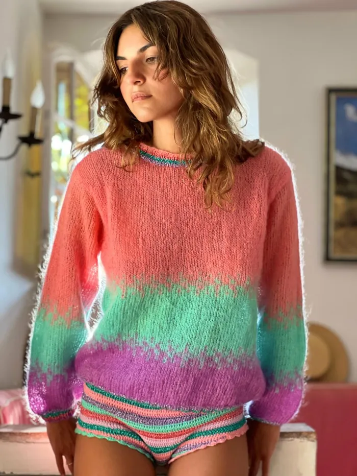 Sweaters Women Rose Carmine SWEATER TIEandDYE PALM SPRINGS