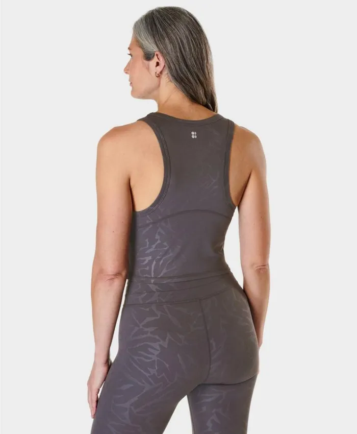 Sweaty Betty All Day Racerback Crop Tank Grey Voyage Emboss Print Clothing Tank Tops Sweaty Betty All Day Racerback Crop Tank Grey Voyage Emboss Print Clothing Tank Tops