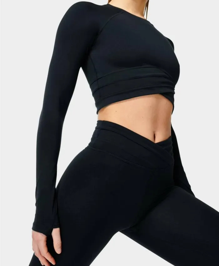 Sweaty Betty All Day Wrap Waist Leggings Black Clothing Full Length
