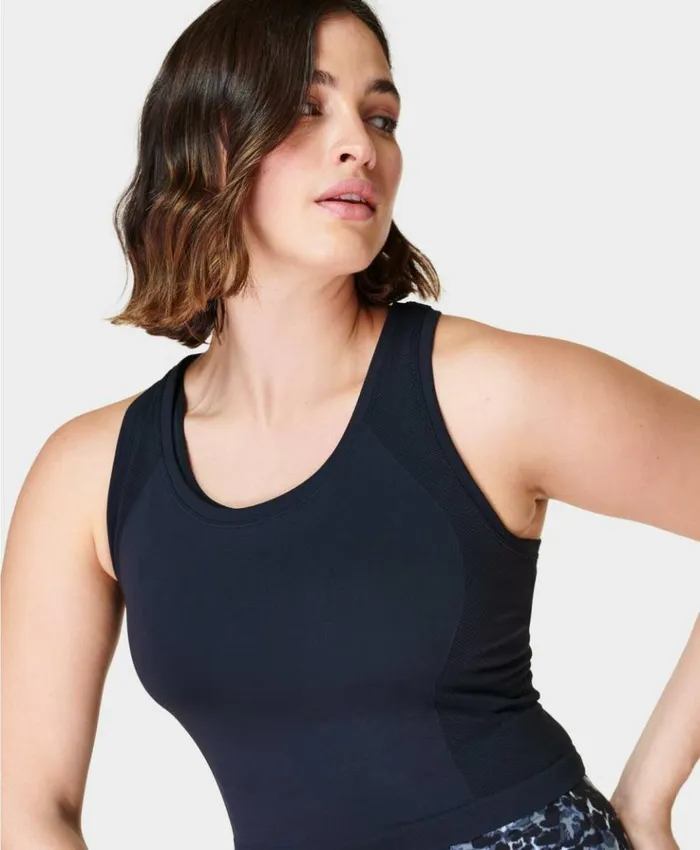 Sweaty Betty Athlete Crop Seamless Gym Tank Black Clothing Tank Tops