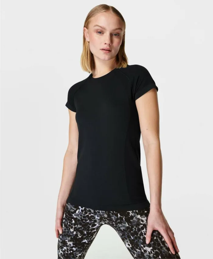 Sweaty Betty Athlete Seamless Workout Tee Black Clothing TShirts