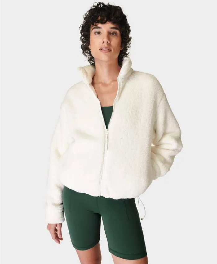 Sweaty Betty Canyon Fleece Zip Up Lily White Clothing Sweatshirts Hoodies