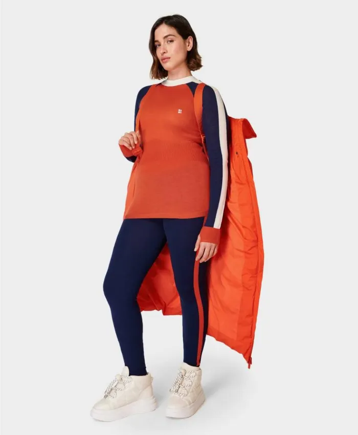 Sweaty Betty Colour Block Merino Base Layer Legging Navy Clothing