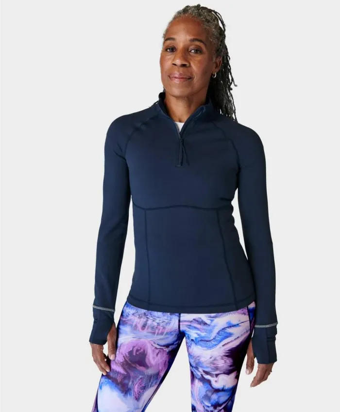Sweaty Betty Pro Run Half Zip Navy Blue Clothing Sweatshirts Hoodies