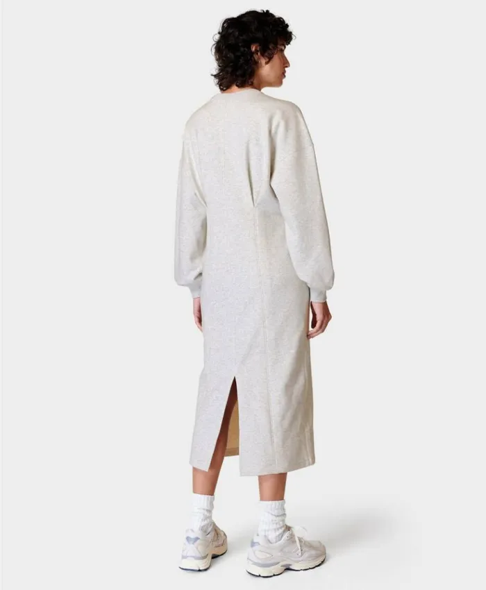 Sweaty Betty Revive Tuck Midi Dress Ice Grey Marl Clothing