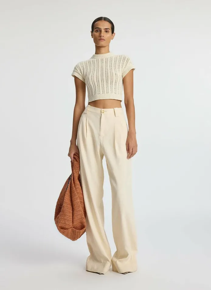 Swim Women ALC Amalie Cropped Crochet Top Parchment