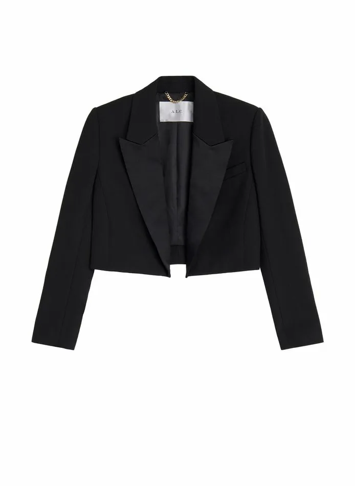 Swim Women ALC Anderson Cropped Tuxedo Jacket Black Swim Women ALC Anderson Cropped Tuxedo Jacket Black