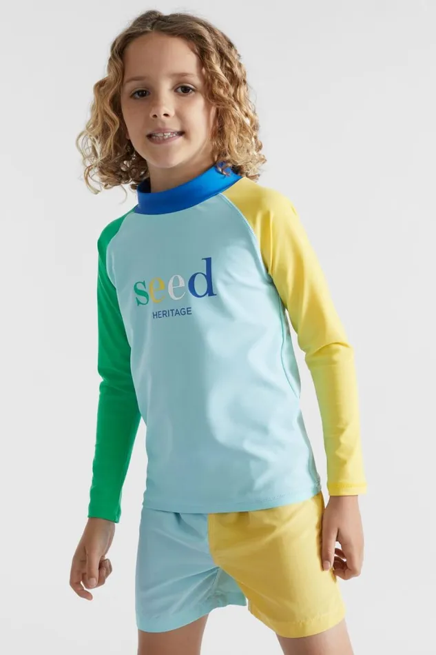 Swimwear Boy Seed Heritage Colourblock Rashvest Ocean Blue Multi