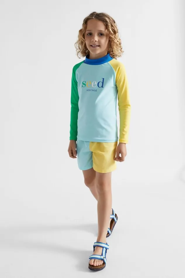 Swimwear Boy Seed Heritage Colourblock Rashvest Ocean Blue Multi