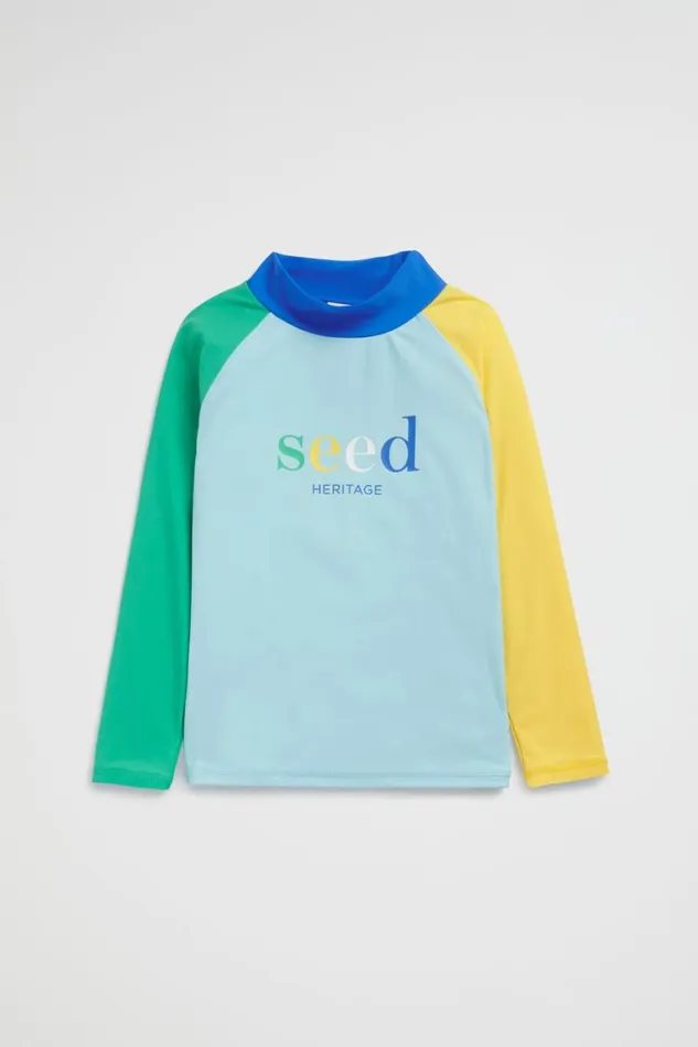 Swimwear Boy Seed Heritage Colourblock Rashvest Ocean Blue Multi