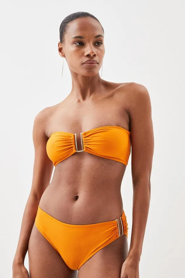 Swimwear Women Karen Millen Bikini Bottoms With Gold Trim Orange