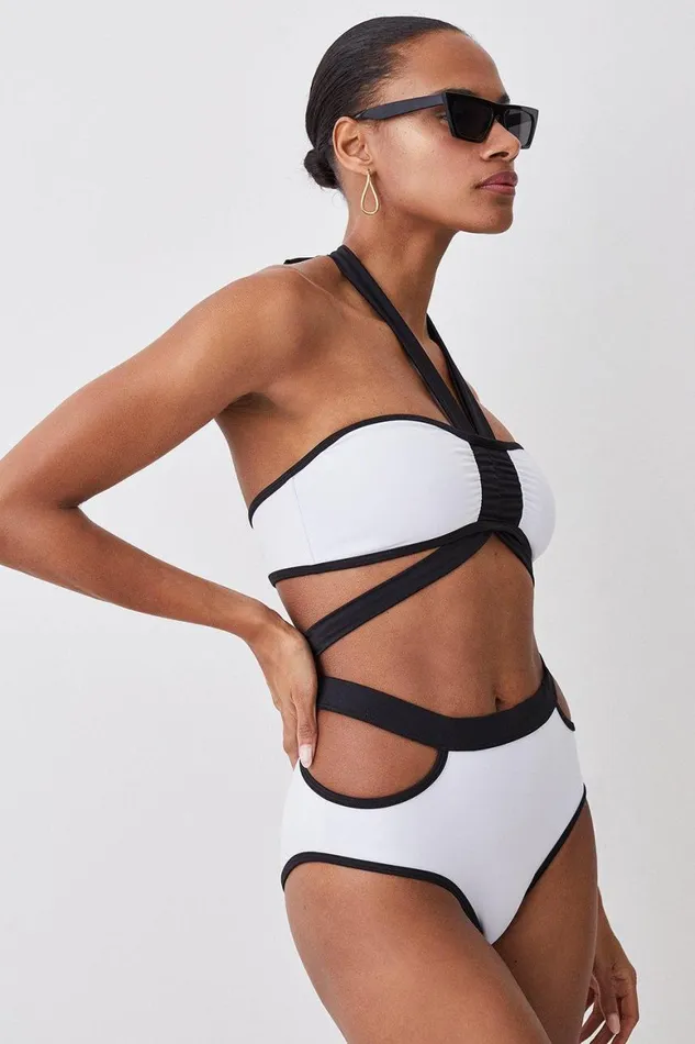 Swimwear Women Karen Millen Mono Cut Out High Waist Bikini Bottoms Mono