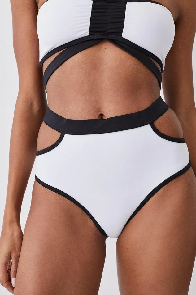 Swimwear Women Karen Millen Mono Cut Out High Waist Bikini Bottoms Mono
