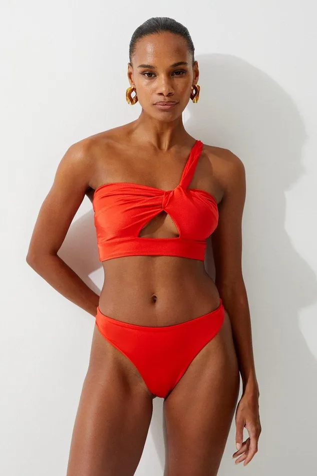 Swimwear Women Karen Millen Slinky One Shoulder Bikini Top Red