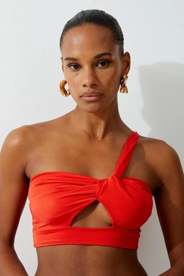 Swimwear Women Karen Millen Slinky One Shoulder Bikini Top Red