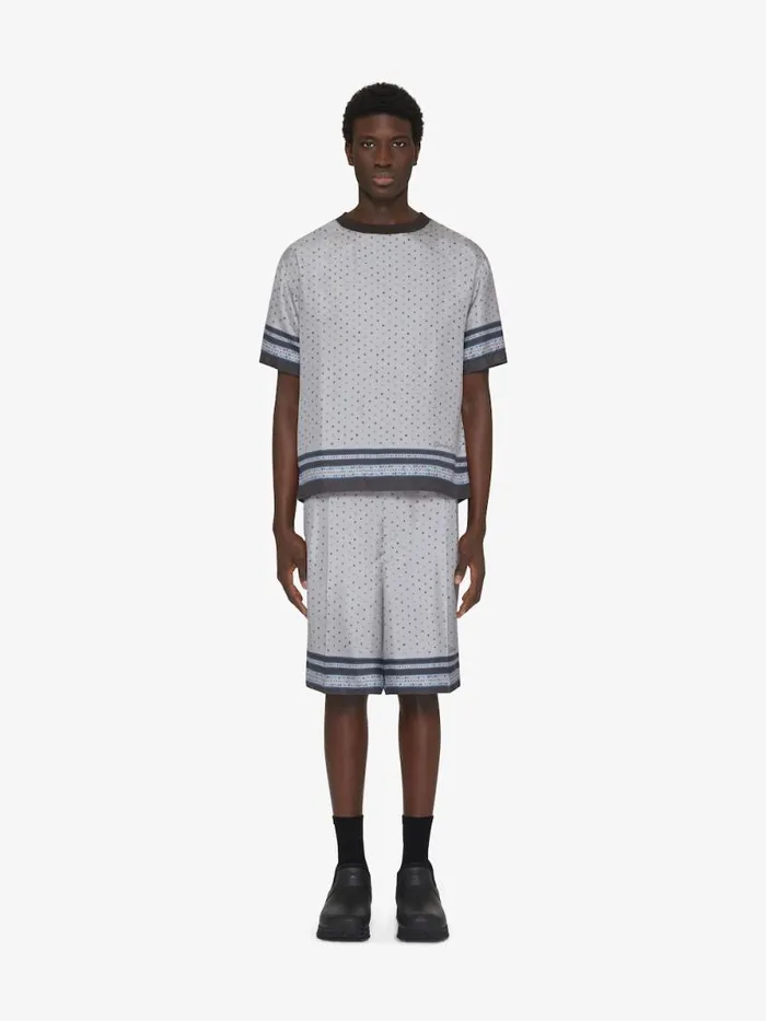 TShirt In Silk With Floral Print Smoke Grey Men Givenchy TShirts
