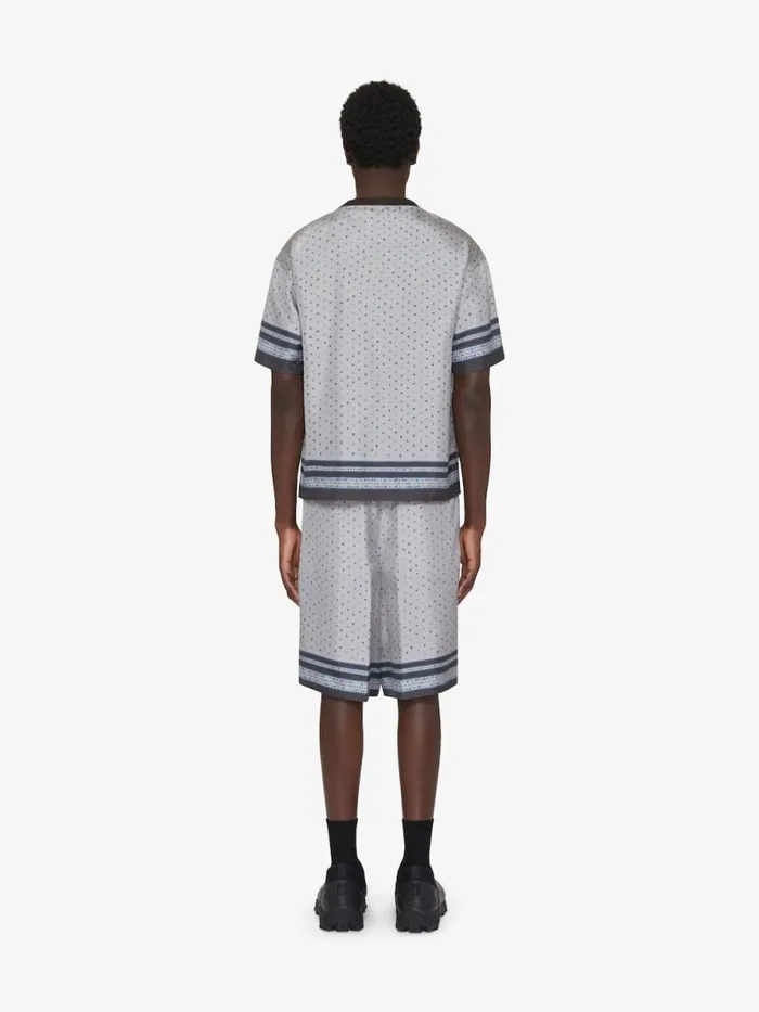 TShirt In Silk With Floral Print Smoke Grey Men Givenchy TShirts