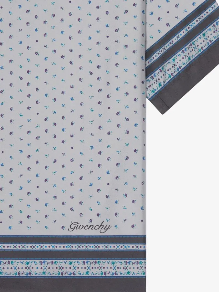 TShirt In Silk With Floral Print Smoke Grey Men Givenchy TShirts
