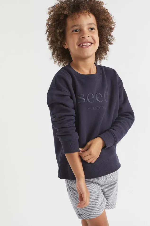 TShirts and Tops Boy Seed Heritage Core Logo Sweat Midnight Blue