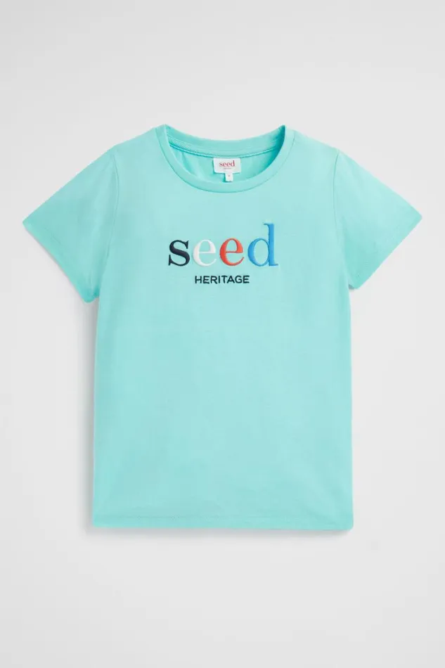 TShirts and Tops Boy Seed Heritage Core Logo Tee Island Green