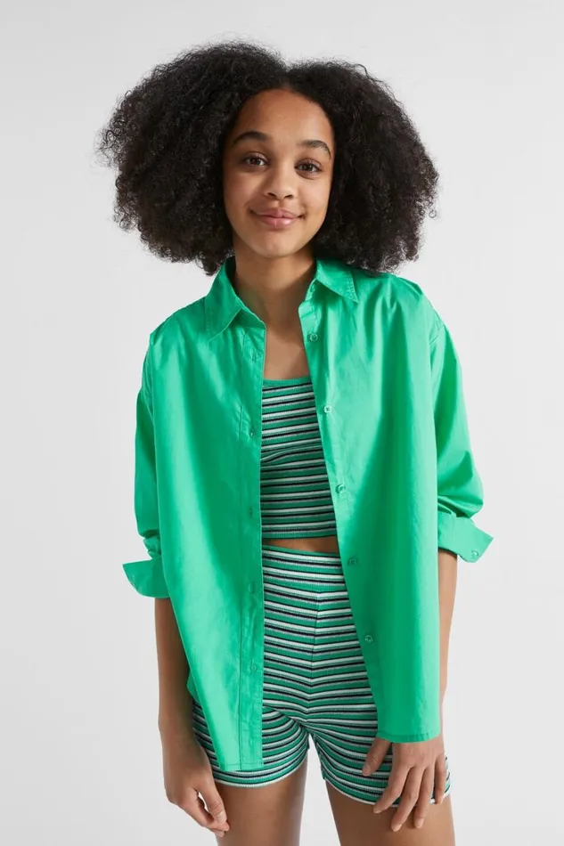 TShirts and Tops Teen Girl Seed Heritage Poplin Overshirt Jewel Green