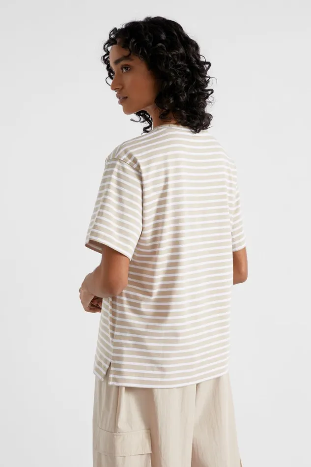 TShirts and Tops Woman Seed Heritage Core Boyfriend Tee Cool Sand Stripe