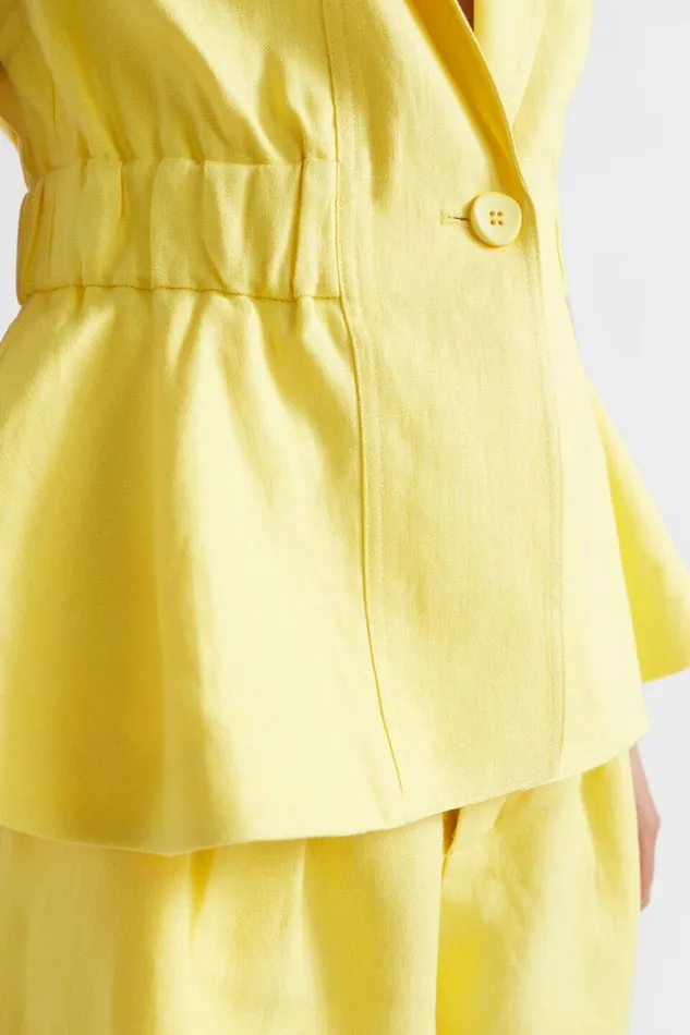 TShirts and Tops Woman Seed Heritage Linen Gathered Vest Lemon Drop